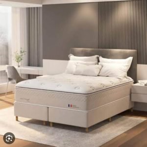 Conjunto cama box mais Colchão de Molas Ensacadas Solar Lavie Viscogél Pocket 3 tamanhos